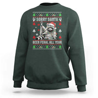Funny Raccoon Ugly Christmas Sweatshirt Cute Trash Panda Sorry Santa Been Feral All Year - Wonder Print Shop
