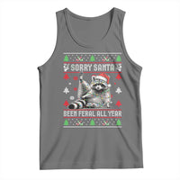 Funny Raccoon Ugly Christmas Tank Top Cute Trash Panda Sorry Santa Been Feral All Year - Wonder Print Shop