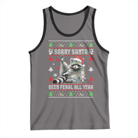 Funny Raccoon Ugly Christmas Tank Top Cute Trash Panda Sorry Santa Been Feral All Year - Wonder Print Shop