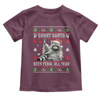 Funny Raccoon Ugly Christmas Toddler T Shirt Cute Trash Panda Sorry Santa Been Feral All Year - Wonder Print Shop