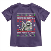 Funny Raccoon Ugly Christmas Toddler T Shirt Cute Trash Panda Sorry Santa Been Feral All Year - Wonder Print Shop