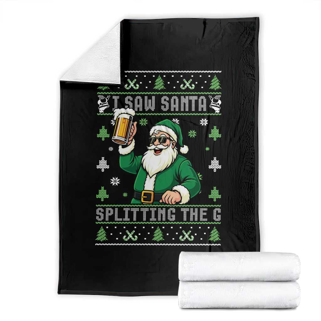 Funny Santa Ugly Christmas Throw Blanket Drinking Beer Splitting G Inappropriate Adult Humor - Wonder Print Shop