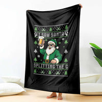 Funny Santa Ugly Christmas Throw Blanket Drinking Beer Splitting G Inappropriate Adult Humor - Wonder Print Shop