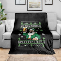 Funny Santa Ugly Christmas Throw Blanket Drinking Beer Splitting G Inappropriate Adult Humor - Wonder Print Shop