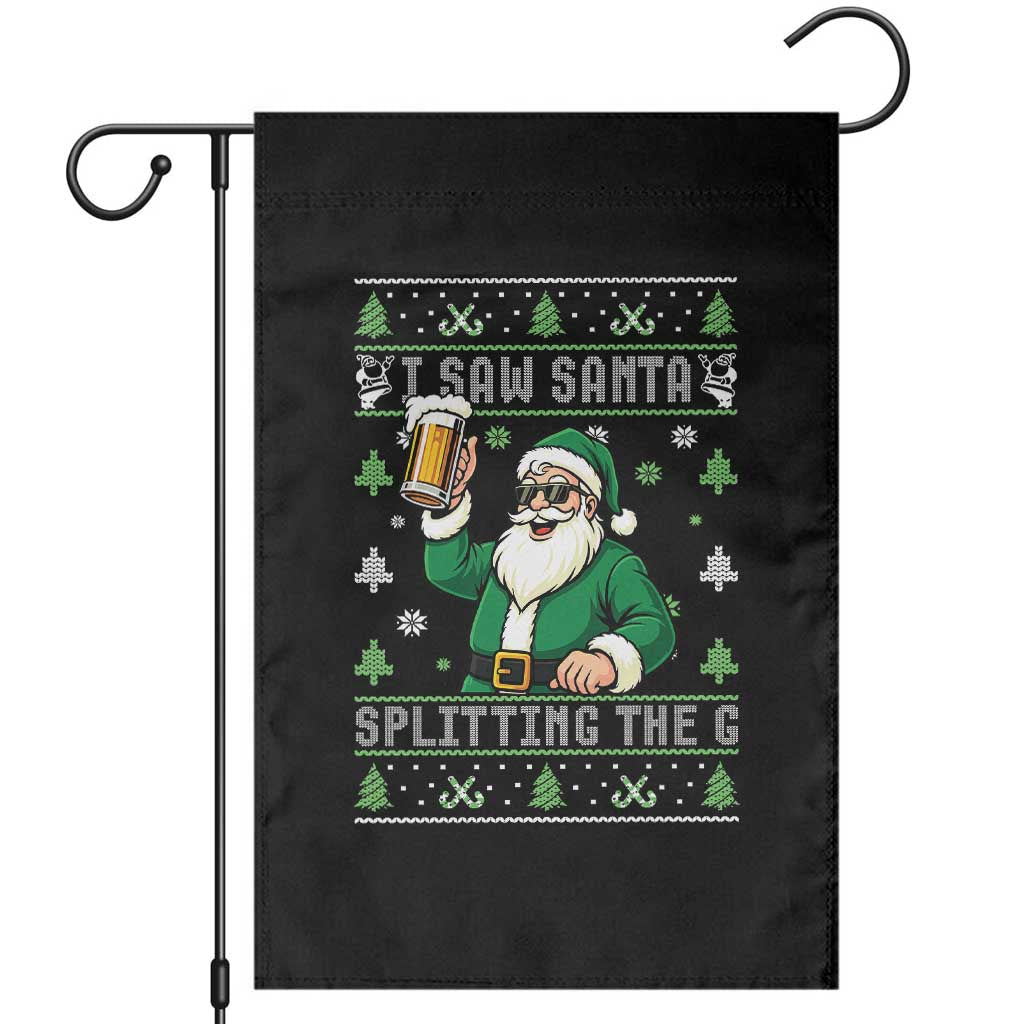 Funny Santa Ugly Christmas Garden Flag Drinking Beer Splitting G Inappropriate Adult Humor - Wonder Print Shop
