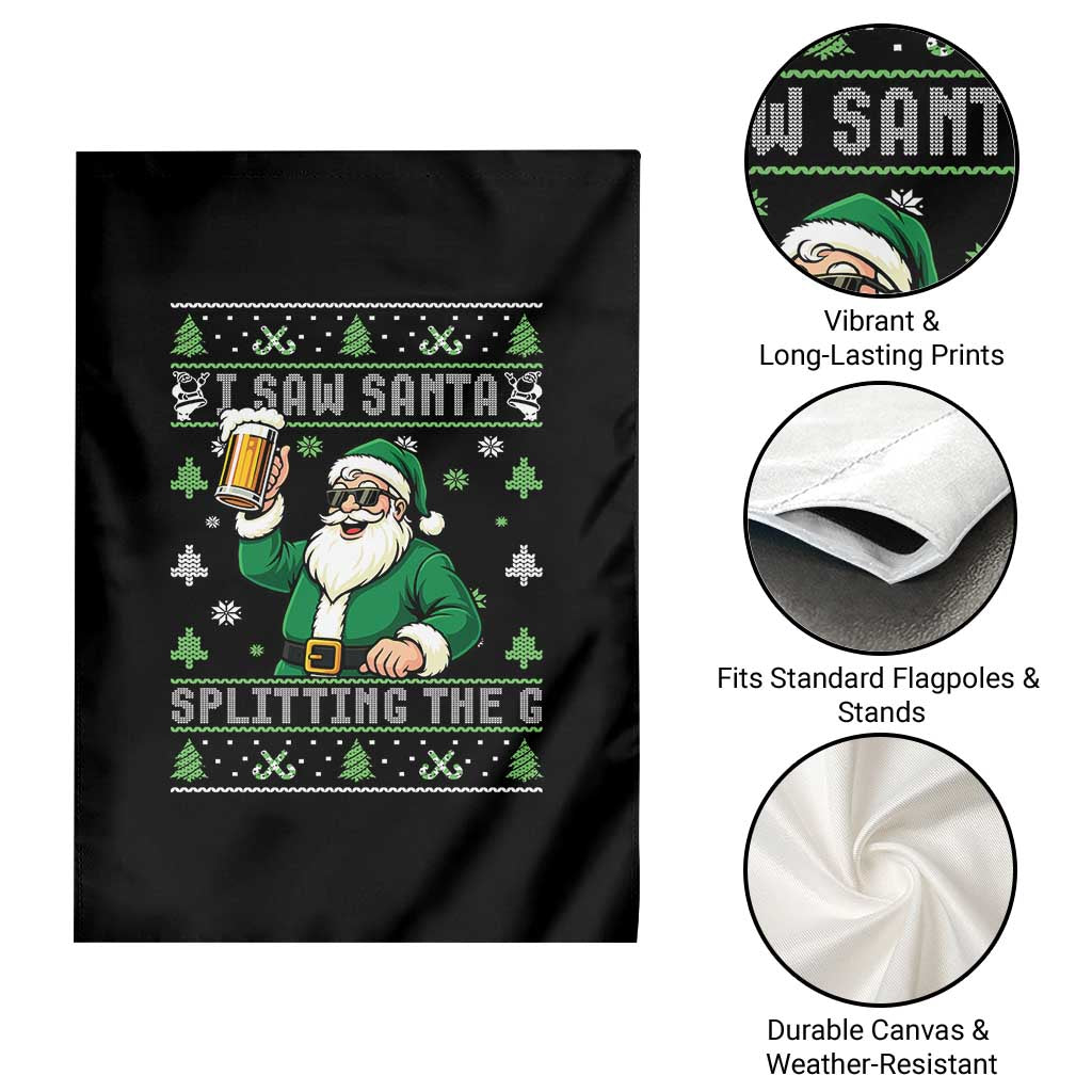 Funny Santa Ugly Christmas Garden Flag Drinking Beer Splitting G Inappropriate Adult Humor - Wonder Print Shop