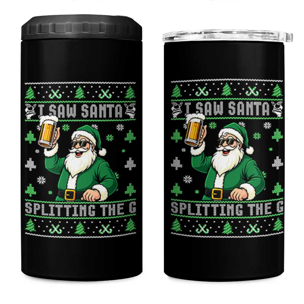 Funny Santa Ugly Christmas 4 in 1 Can Cooler Tumbler Drinking Beer Splitting G Inappropriate Adult Humor - Wonder Print Shop