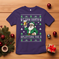Funny Santa Ugly Christmas T Shirt Drinking Beer Splitting G Inappropriate Adult Humor - Wonder Print Shop