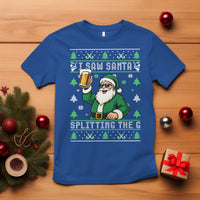 Funny Santa Ugly Christmas T Shirt Drinking Beer Splitting G Inappropriate Adult Humor - Wonder Print Shop