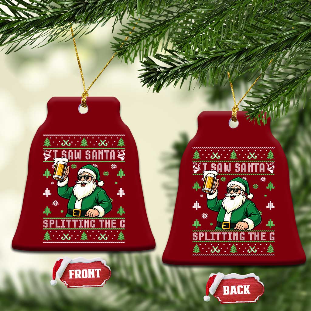 Funny Santa Ugly Christmas Ceramic Ornament Drinking Beer Splitting G Inappropriate Adult Humor - Wonder Print Shop