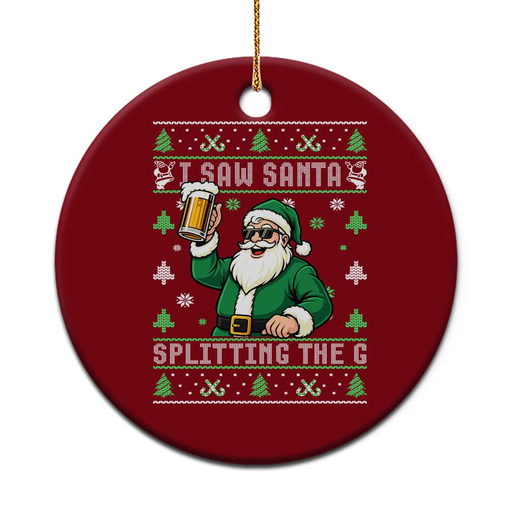 Funny Santa Ugly Christmas Ceramic Ornament Drinking Beer Splitting G Inappropriate Adult Humor - Wonder Print Shop