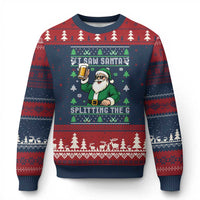 Funny Santa Ugly Xmas Ugly Christmas Sweater Drinking Beer Splitting G Inappropriate Adult Humor - Wonder Print Shop