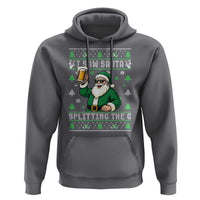 Funny Santa Ugly Christmas Hoodie Drinking Beer Splitting G Inappropriate Adult Humor - Wonder Print Shop