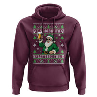 Funny Santa Ugly Christmas Hoodie Drinking Beer Splitting G Inappropriate Adult Humor - Wonder Print Shop