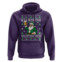 Funny Santa Ugly Christmas Hoodie Drinking Beer Splitting G Inappropriate Adult Humor - Wonder Print Shop