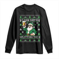 Funny Santa Ugly Christmas Long Sleeve Shirt Drinking Beer Splitting G Inappropriate Adult Humor - Wonder Print Shop