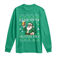 Funny Santa Ugly Christmas Long Sleeve Shirt Drinking Beer Splitting G Inappropriate Adult Humor - Wonder Print Shop