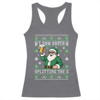 Funny Santa Ugly Christmas Racerback Tank Top Drinking Beer Splitting G Inappropriate Adult Humor - Wonder Print Shop