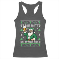 Funny Santa Ugly Christmas Racerback Tank Top Drinking Beer Splitting G Inappropriate Adult Humor - Wonder Print Shop