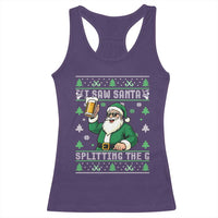 Funny Santa Ugly Christmas Racerback Tank Top Drinking Beer Splitting G Inappropriate Adult Humor - Wonder Print Shop