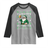 Funny Santa Ugly Christmas Raglan Shirt Drinking Beer Splitting G Inappropriate Adult Humor - Wonder Print Shop