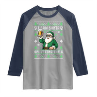 Funny Santa Ugly Christmas Raglan Shirt Drinking Beer Splitting G Inappropriate Adult Humor - Wonder Print Shop