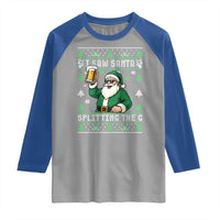 Funny Santa Ugly Christmas Raglan Shirt Drinking Beer Splitting G Inappropriate Adult Humor - Wonder Print Shop