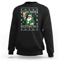 Funny Santa Ugly Christmas Sweatshirt Drinking Beer Splitting G Inappropriate Adult Humor - Wonder Print Shop