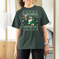 Funny Santa Ugly Christmas T Shirt For Women Drinking Beer Splitting G Inappropriate Adult Humor - Wonder Print Shop