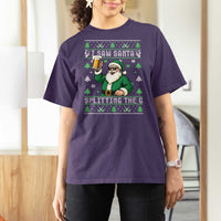 Funny Santa Ugly Christmas T Shirt For Women Drinking Beer Splitting G Inappropriate Adult Humor - Wonder Print Shop