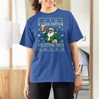 Funny Santa Ugly Christmas T Shirt For Women Drinking Beer Splitting G Inappropriate Adult Humor - Wonder Print Shop