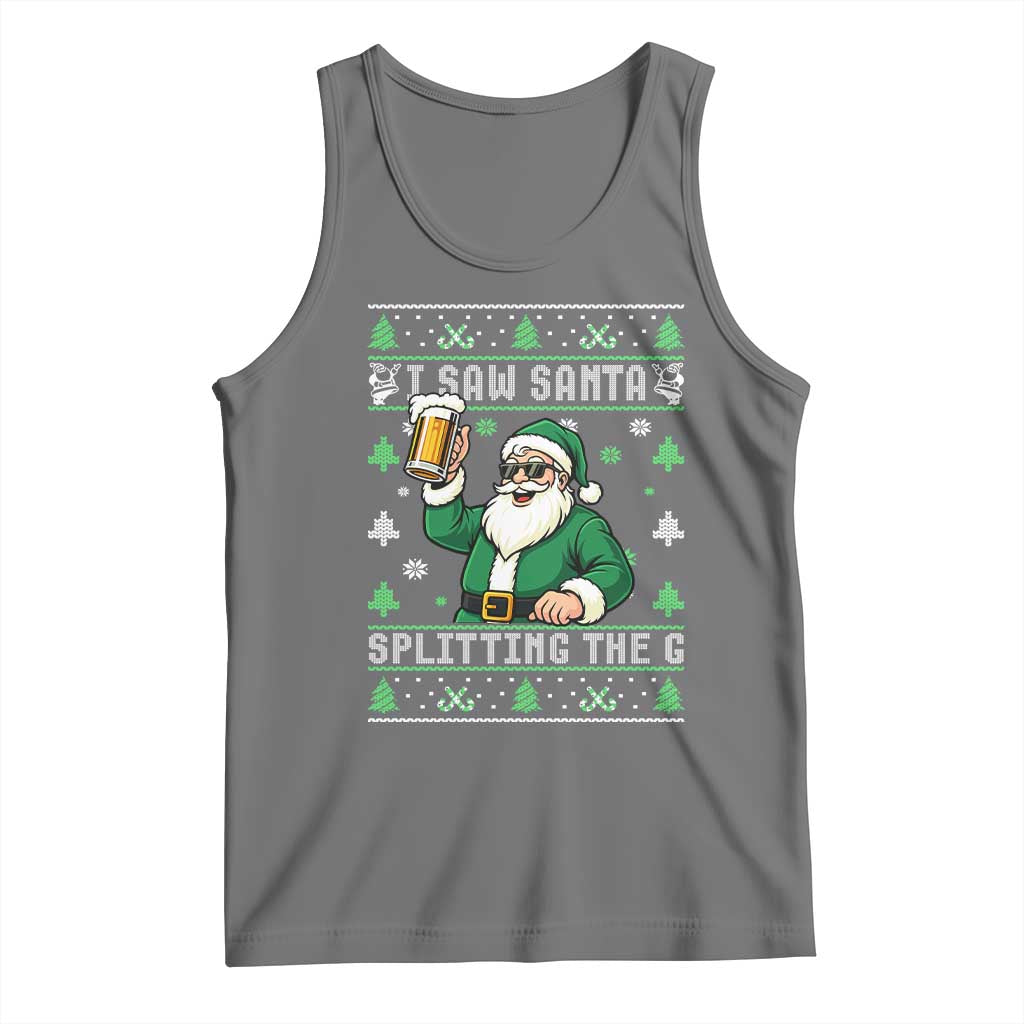 Funny Santa Ugly Christmas Tank Top Drinking Beer Splitting G Inappropriate Adult Humor - Wonder Print Shop