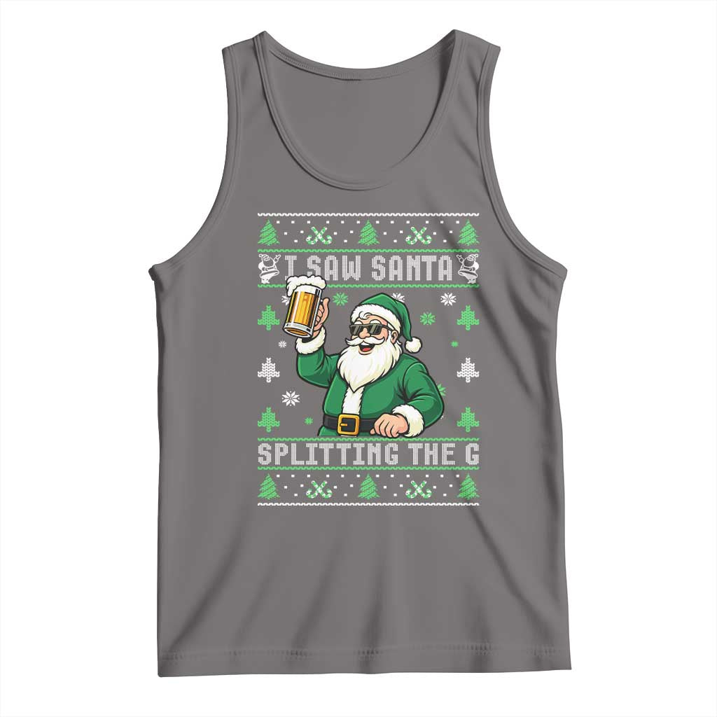 Funny Santa Ugly Christmas Tank Top Drinking Beer Splitting G Inappropriate Adult Humor - Wonder Print Shop