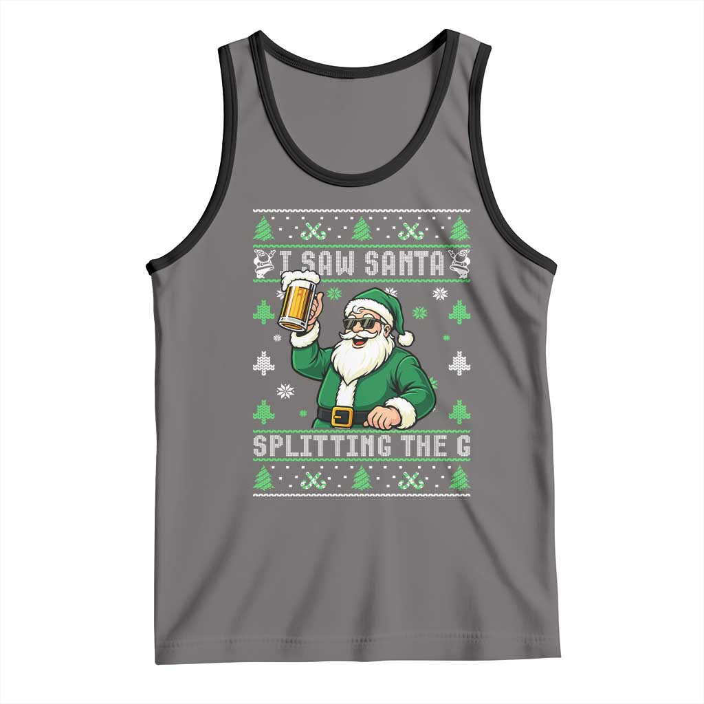 Funny Santa Ugly Christmas Tank Top Drinking Beer Splitting G Inappropriate Adult Humor - Wonder Print Shop