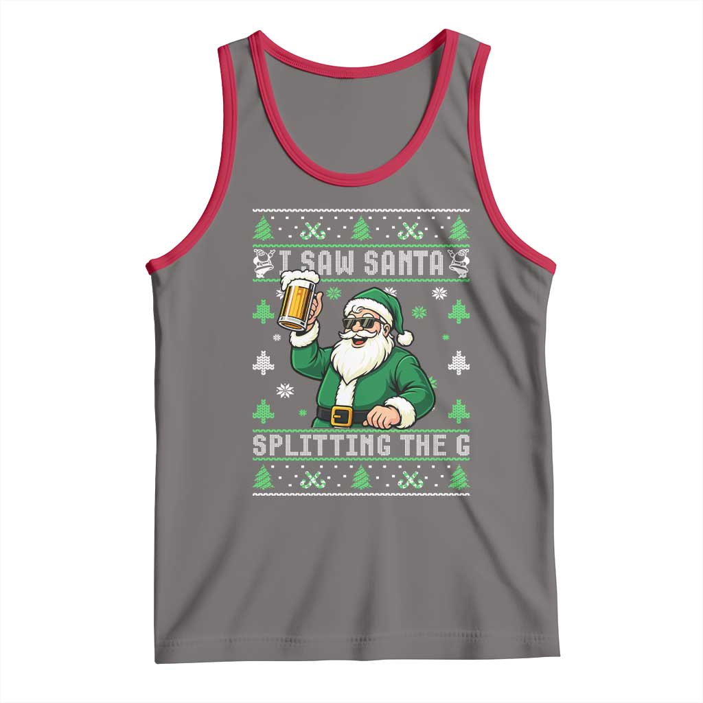 Funny Santa Ugly Christmas Tank Top Drinking Beer Splitting G Inappropriate Adult Humor - Wonder Print Shop