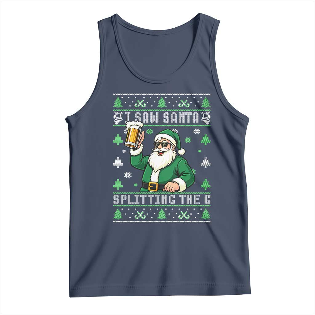 Funny Santa Ugly Christmas Tank Top Drinking Beer Splitting G Inappropriate Adult Humor - Wonder Print Shop