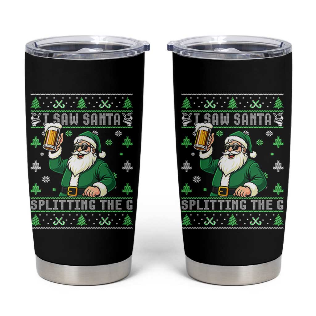 Funny Santa Ugly Christmas Tumbler Cup Drinking Beer Splitting G Inappropriate Adult Humor - Wonder Print Shop