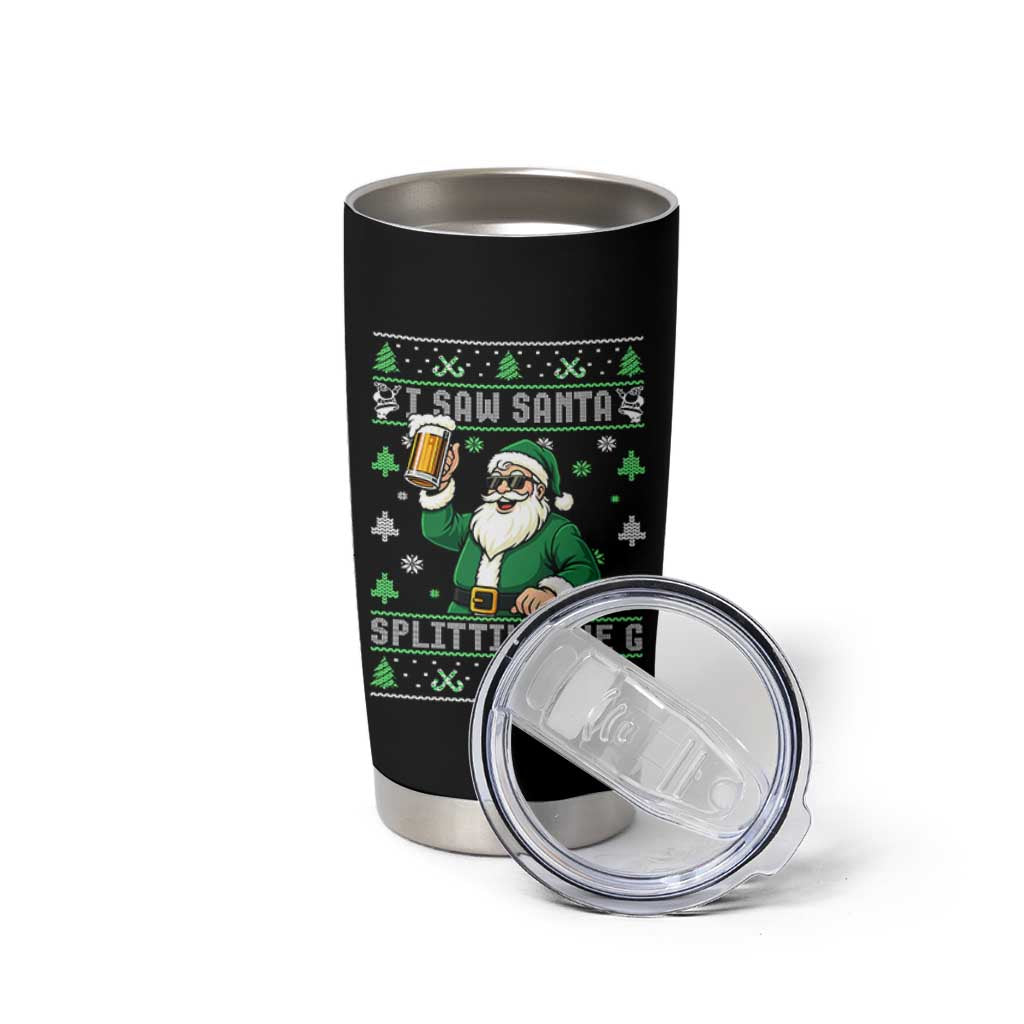 Funny Santa Ugly Christmas Tumbler Cup Drinking Beer Splitting G Inappropriate Adult Humor - Wonder Print Shop