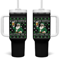 Funny Santa Ugly Christmas Tumbler With Handle Drinking Beer Splitting G Inappropriate Adult Humor - Wonder Print Shop