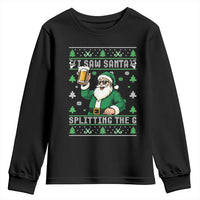 Funny Santa Ugly Christmas Youth Sweatshirt Drinking Beer Splitting G Inappropriate Adult Humor - Wonder Print Shop