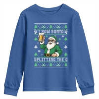 Funny Santa Ugly Christmas Youth Sweatshirt Drinking Beer Splitting G Inappropriate Adult Humor - Wonder Print Shop