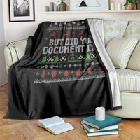 But Did You Document It Ugly Christmas Throw Blanket Funny Office Party Sarcastic Winter HR - Wonder Print Shop