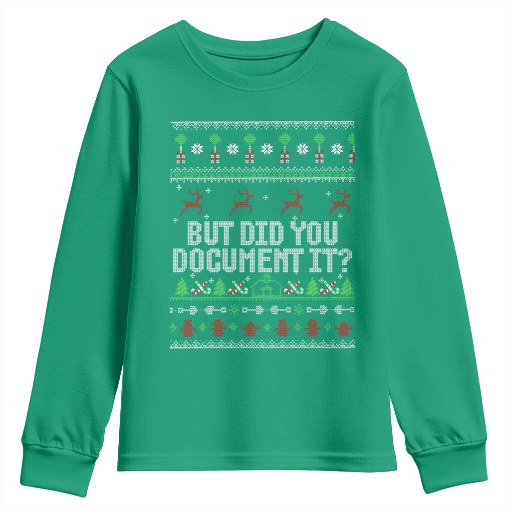 But Did You Document It Ugly Christmas Youth Sweatshirt Funny Office Party Sarcastic Winter HR - Wonder Print Shop