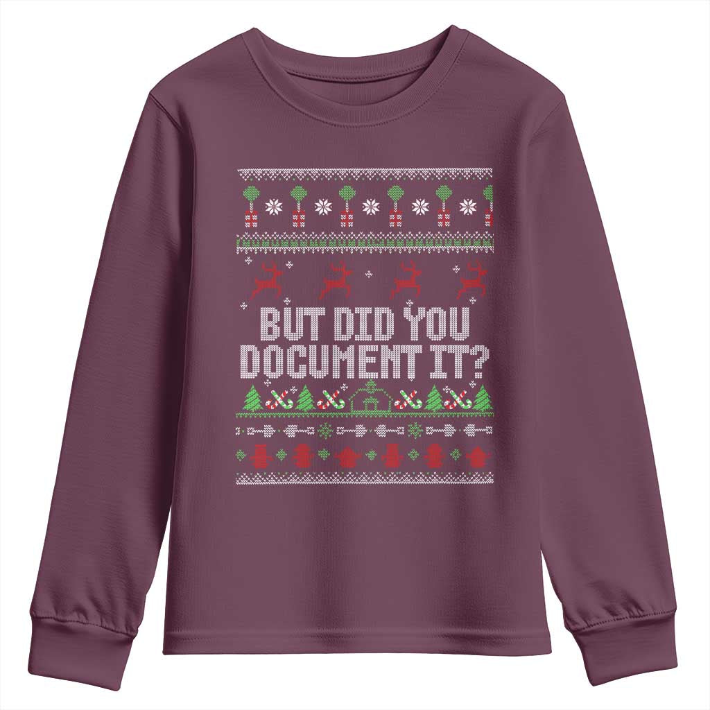 But Did You Document It Ugly Christmas Youth Sweatshirt Funny Office Party Sarcastic Winter HR - Wonder Print Shop