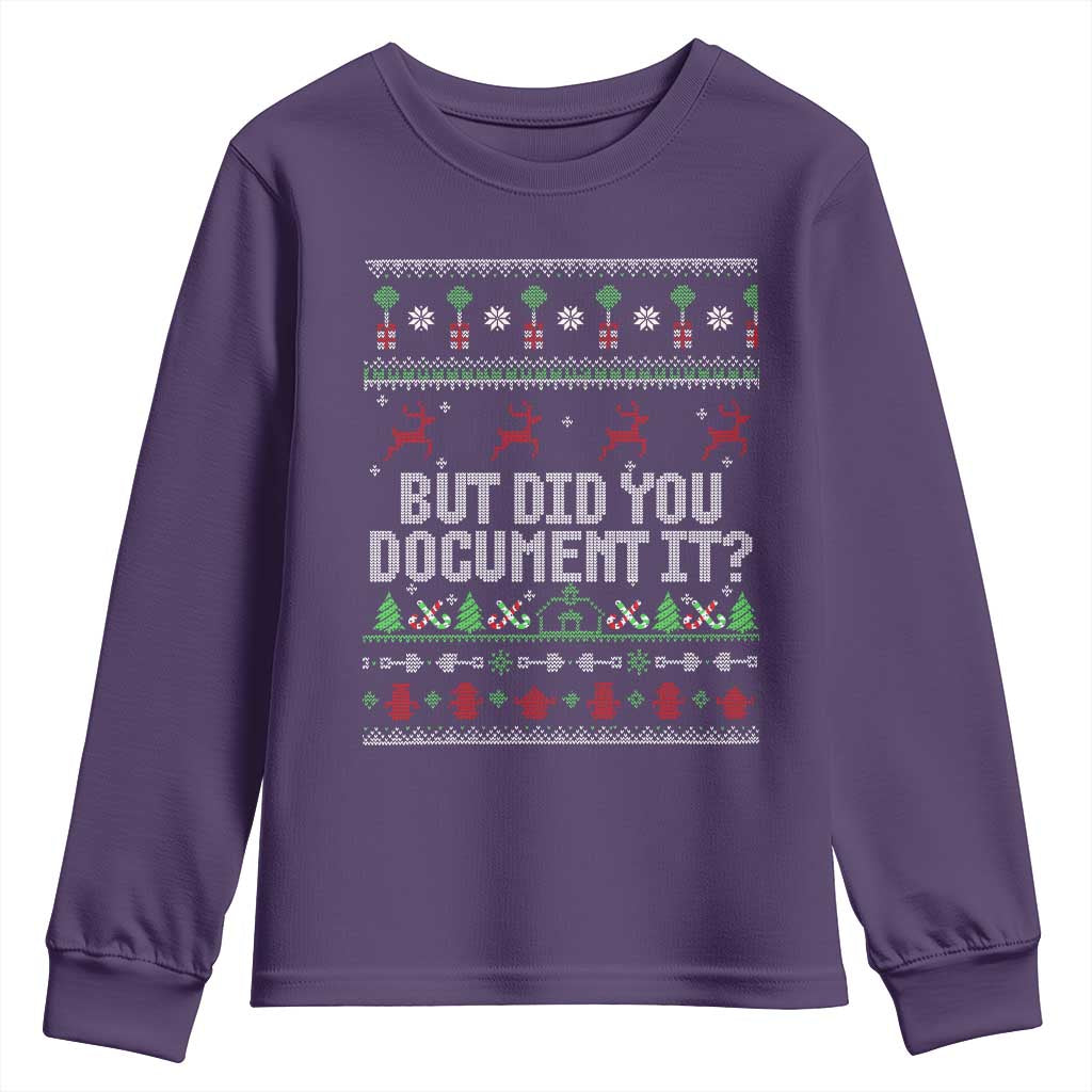 But Did You Document It Ugly Christmas Youth Sweatshirt Funny Office Party Sarcastic Winter HR - Wonder Print Shop