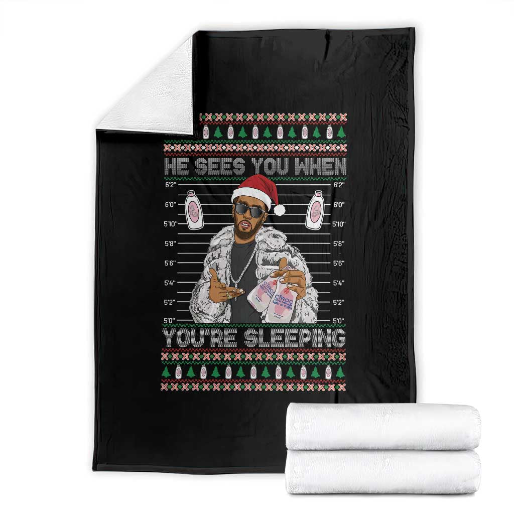 Funny Christmas Diddy Throw Blanket Diddy Sees You When Youre Sleeping Ugly Xmas - Wonder Print Shop