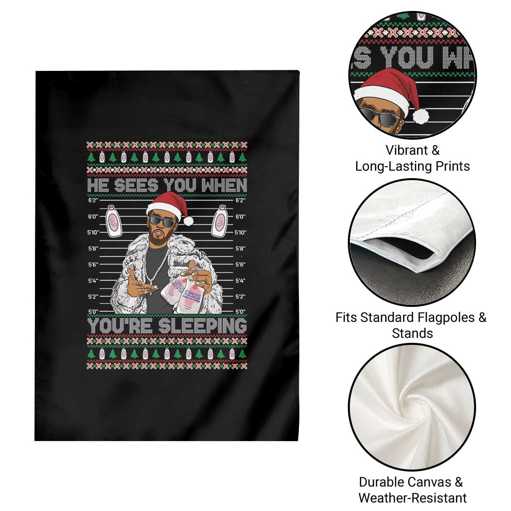 Funny Christmas Diddy Garden Flag Diddy Sees You When Youre Sleeping Ugly Xmas - Wonder Print Shop