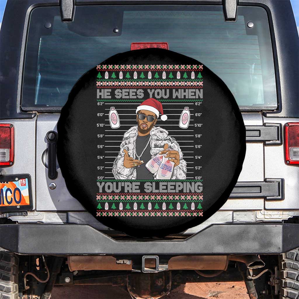 Funny Christmas Diddy Spare Tire Cover Diddy Sees You When Youre Sleeping Ugly Xmas - Wonder Print Shop