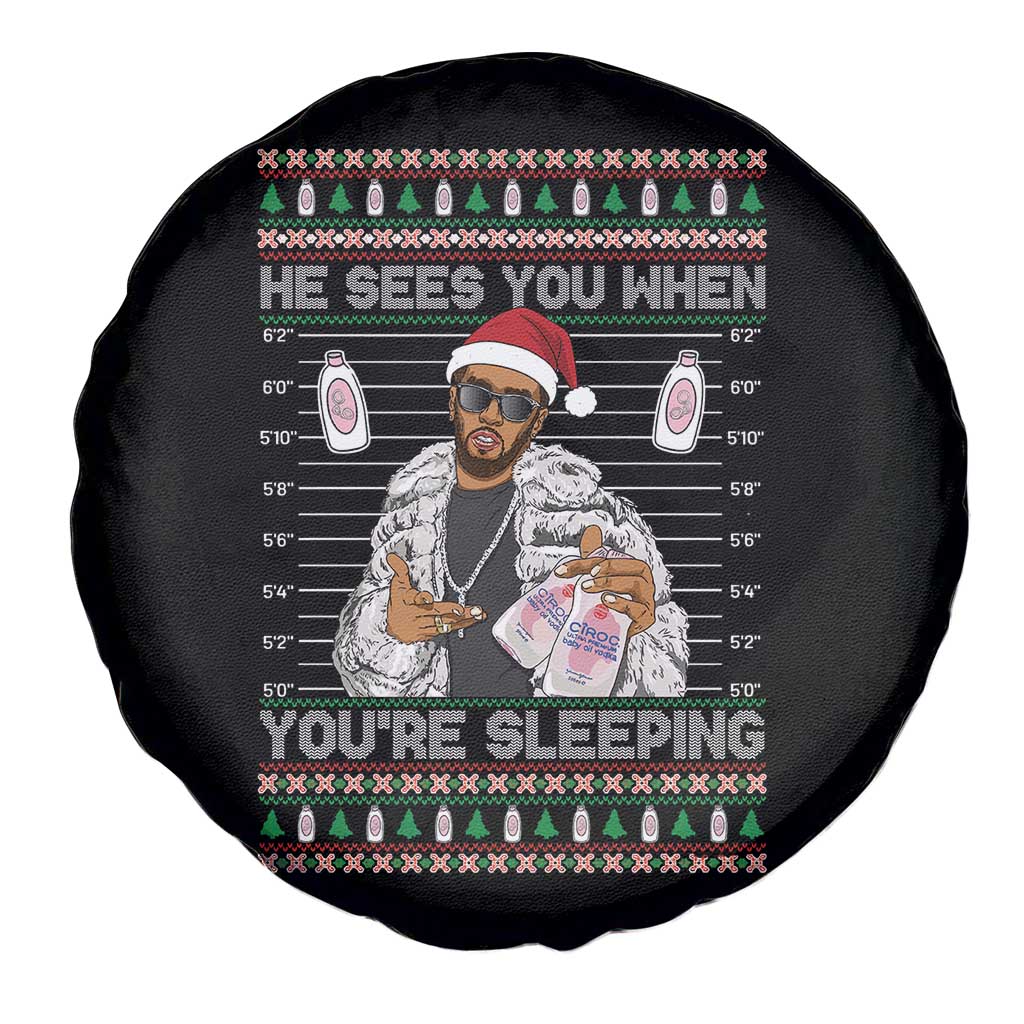 Funny Christmas Diddy Spare Tire Cover Diddy Sees You When Youre Sleeping Ugly Xmas - Wonder Print Shop