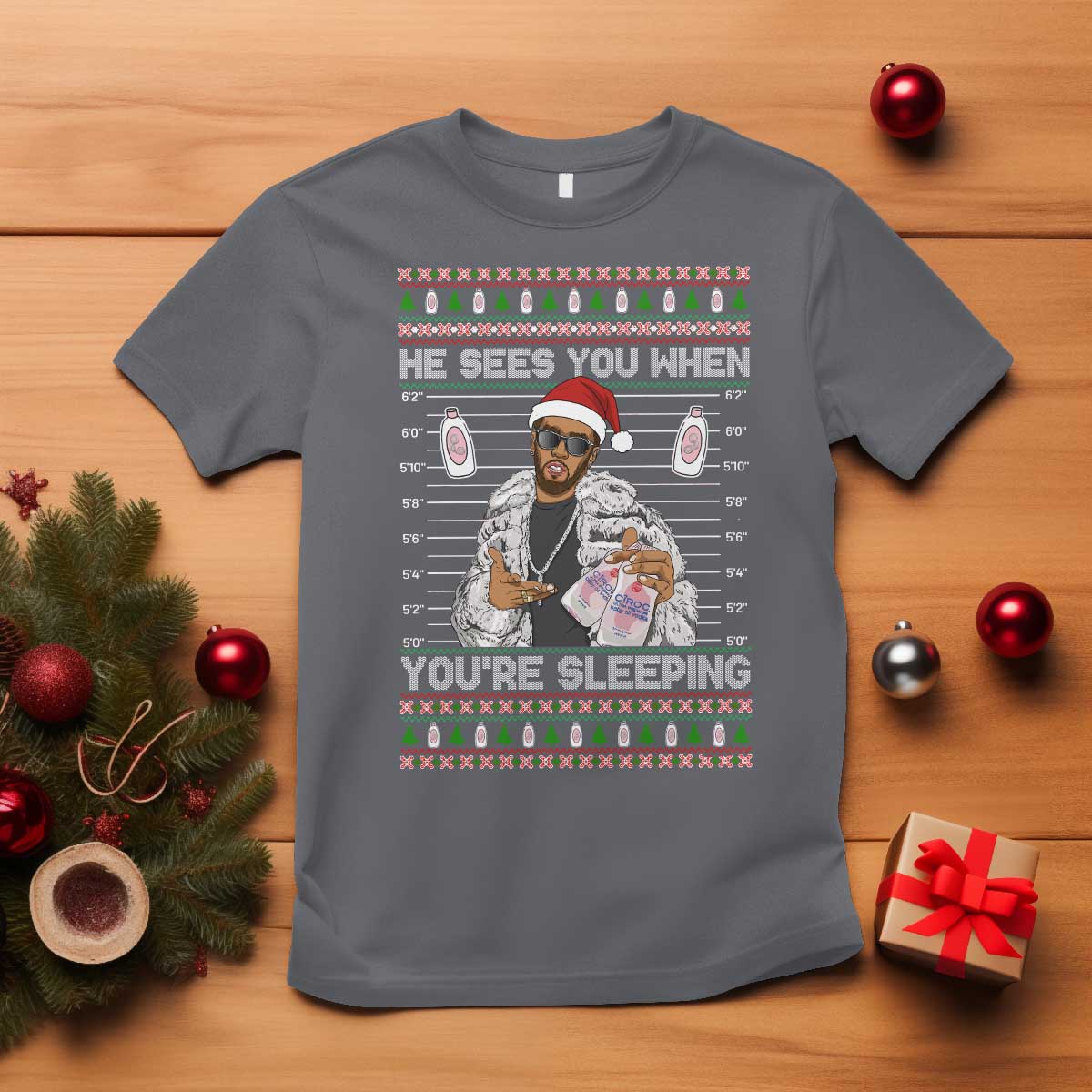Funny Christmas Diddy T Shirt Diddy Sees You When Youre Sleeping Ugly Xmas - Wonder Print Shop